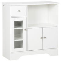 SIDEBOARD DE-11055 Glasfront, Schublade & verstellbare Böden Weiß - Weiß, Holzwerkstoff (80/82/30cm) - ComfortXL