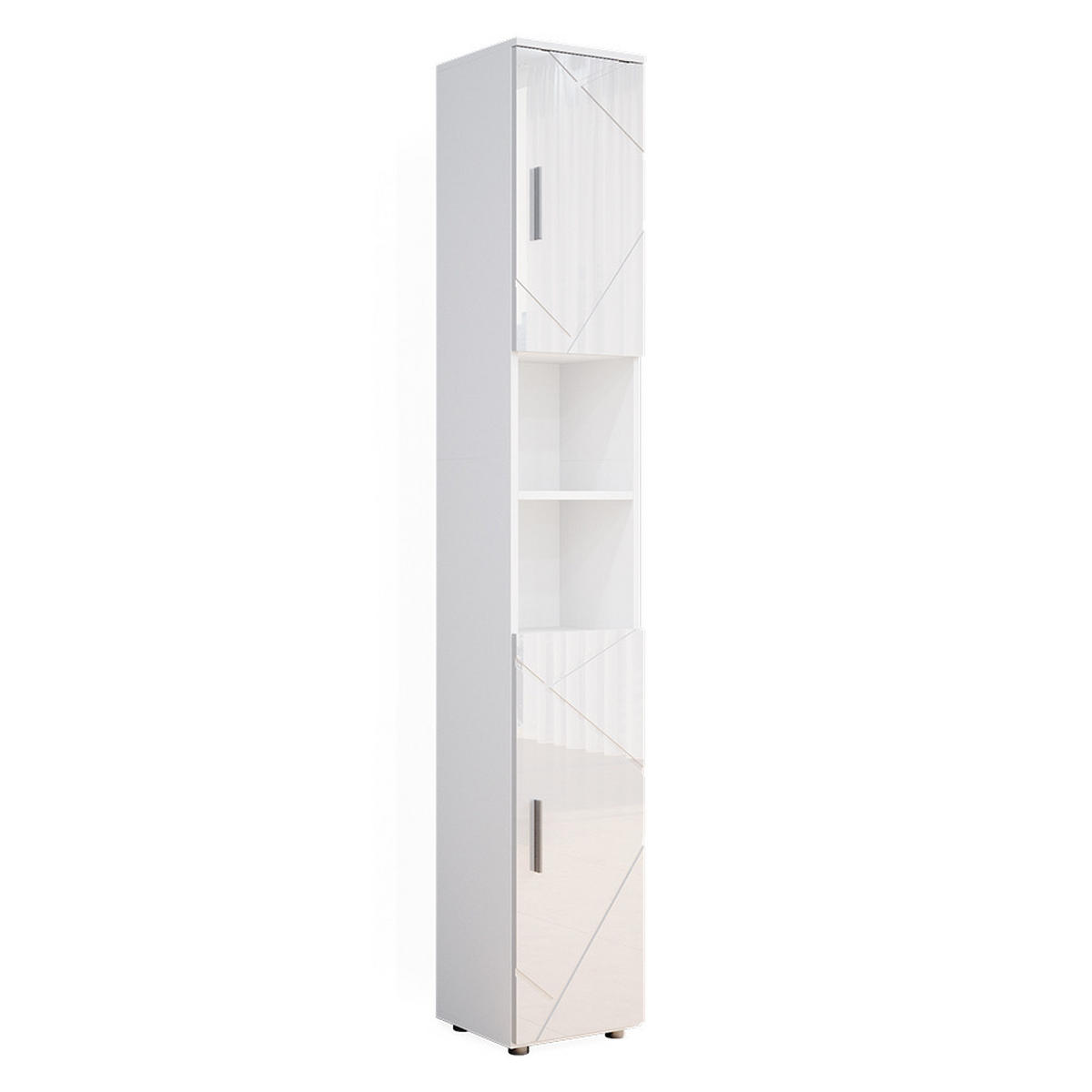 BADSCHRANK Irma Weiß Hochglanz 30 x 192 cm - Weiß Hochglanz, Holzwerkstoff (30/192/30cm) - Vicco