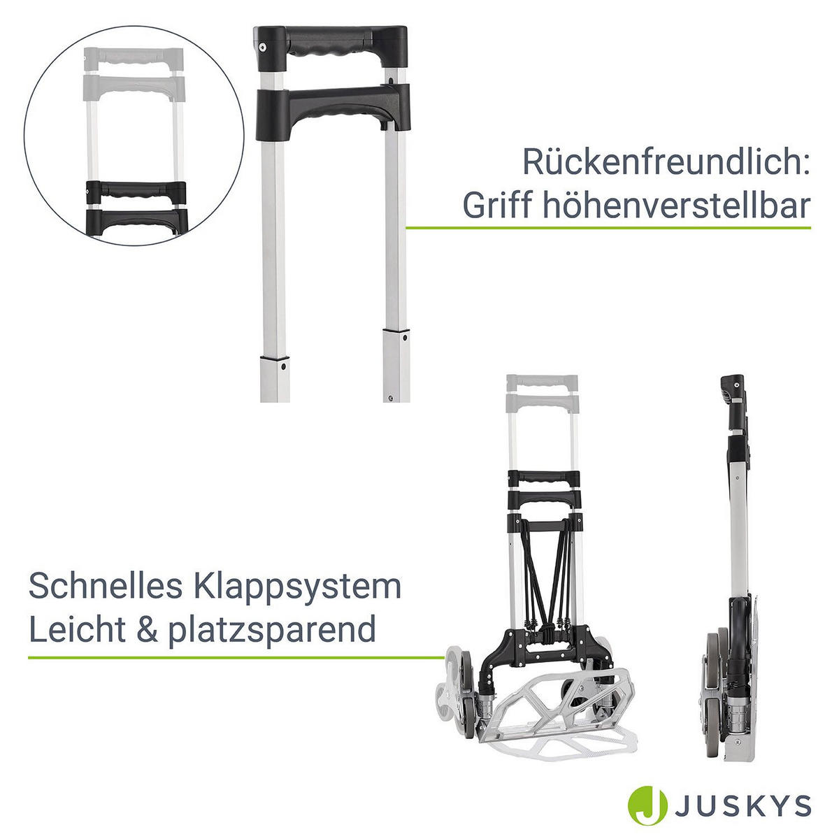 TREPPENSACKKARRE klappbar inkl. Handschuhen - Grau, Metall (45/48/110cm) - Juskys