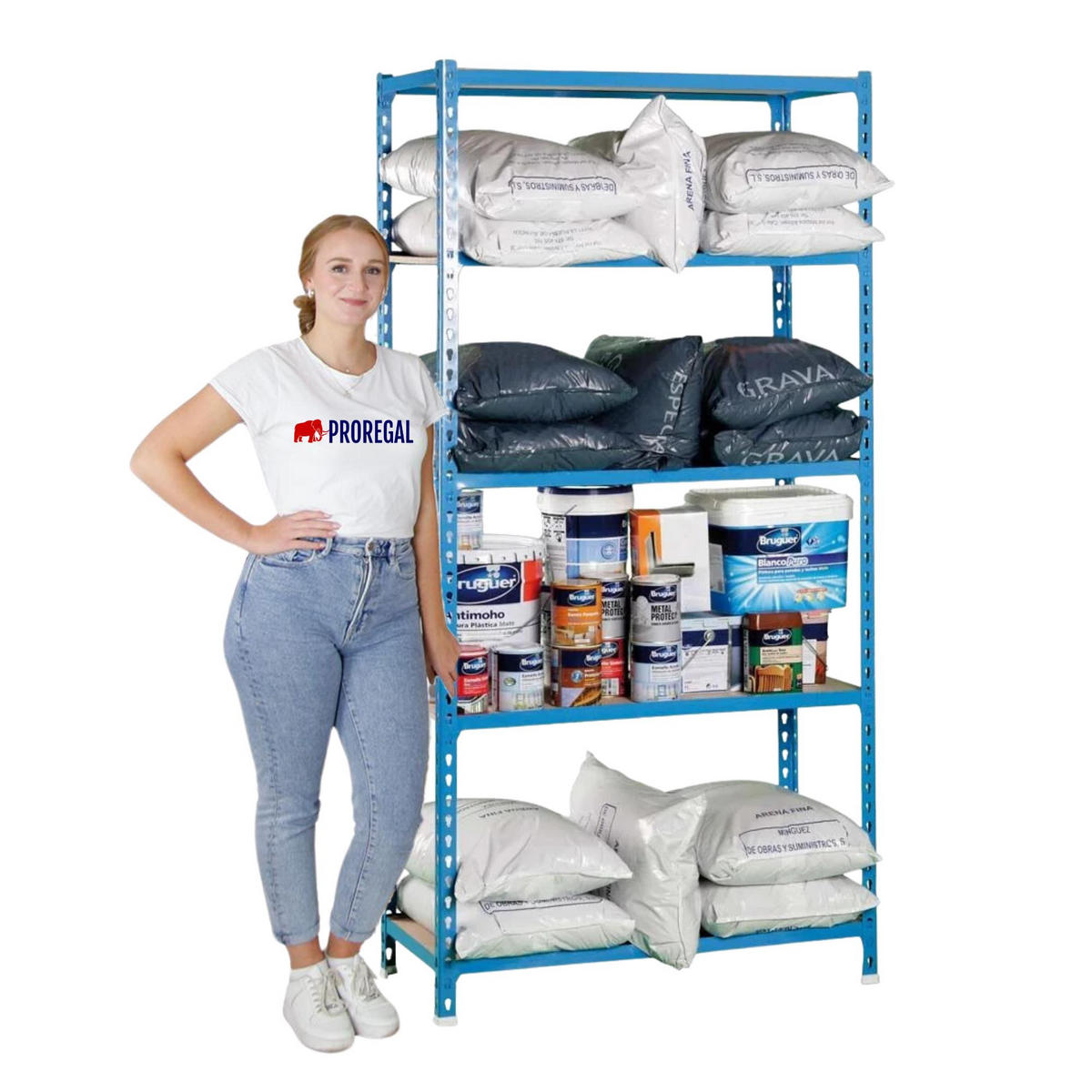 SCHWERLASTREGAL Big Muli HxBxT 200 x 110 x 40 cm 5 Fachböden Fachlast 200 kg Blau - Blau, Metall (110/200/40cm) - PROREGAL