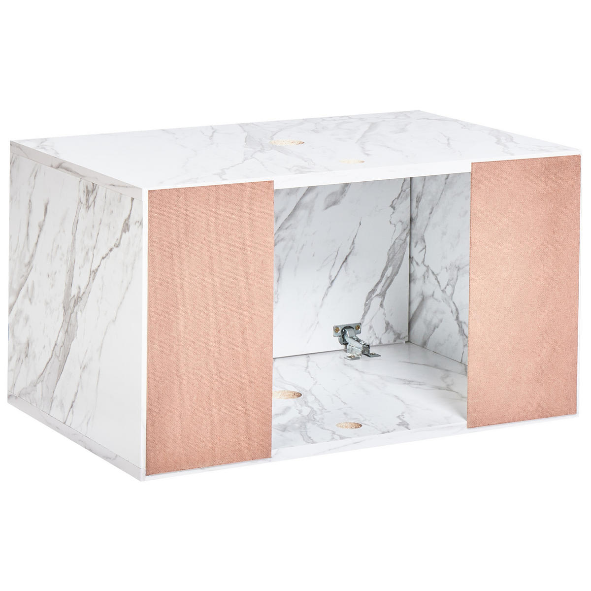 WASCHBECKENUNTERSCHRANK wandmontiertk 60 cm Weißer Marmor Petrolina - Weiß, Holzwerkstoff (60/33/39cm) - Beliani