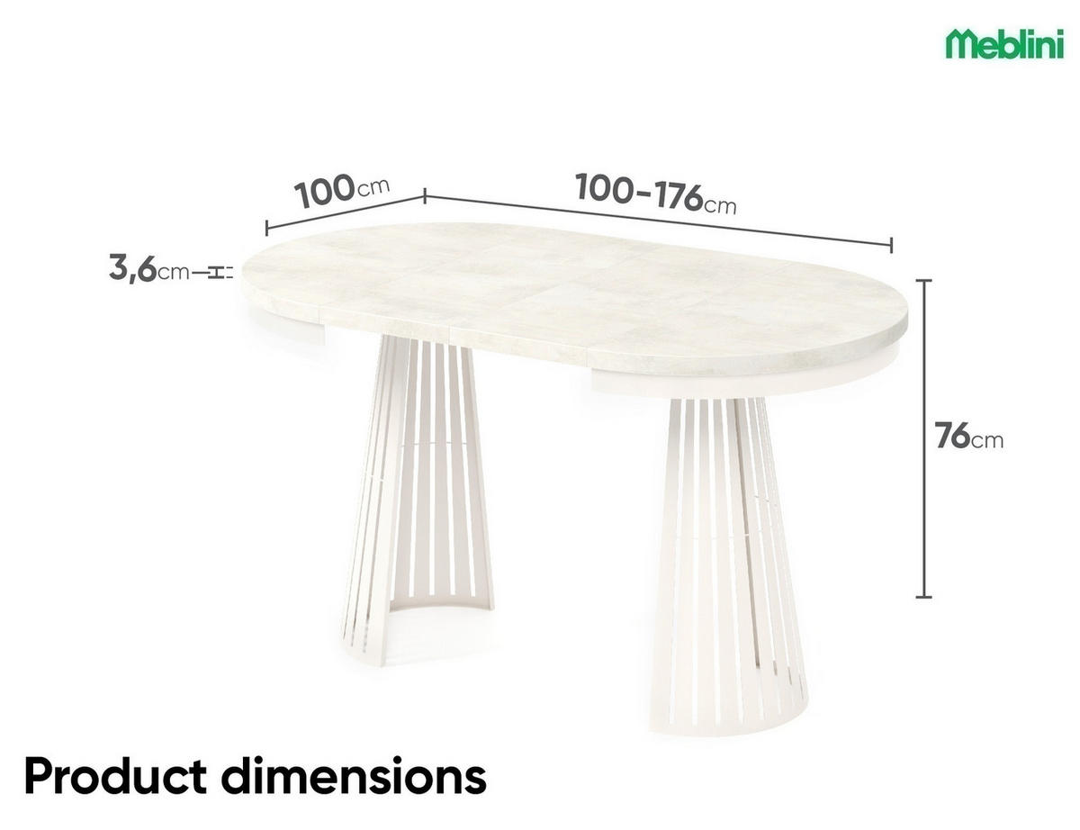 ESSTISCH Cone Bis - Creme/Kupferfarben, Holzwerkstoff/Metall (100/100/76cm) - Meblini