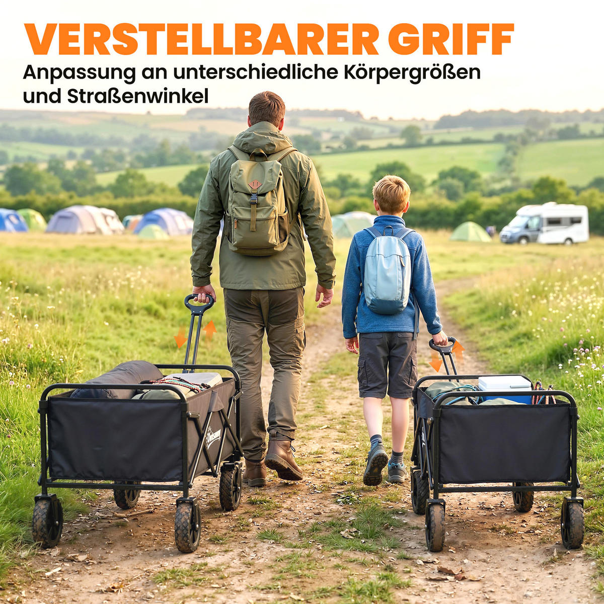 GARTENWAGEN DE-10533 faltbar, 90 L mit Getränkehaltern Schwarz - Schwarz, Metall (50/99/85cm) - ComfortXL