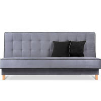 3-SITZER-SCHLAFSOFA DOZER Velours, grau / schwarz - Schwarz/Grau, Textil (197/94/93cm) - KONSIMO®