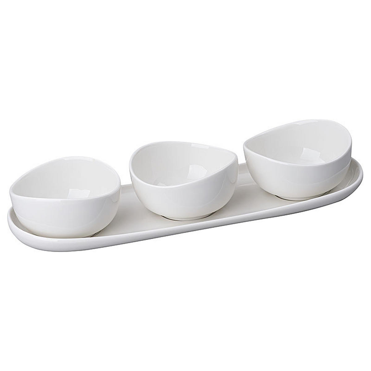 DIPSCHALEN Set MILANO 4tlg. - Weiß, Keramik (33/12/7cm) - Mulex