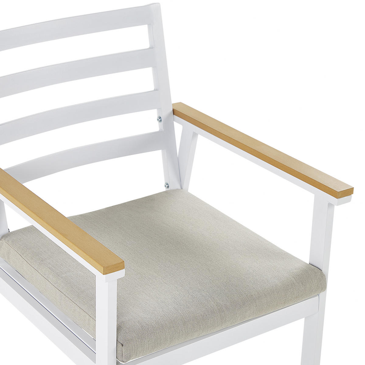 GARTENMÖBEL SET 4-Sitzer Aluminium weiß Auflagen beige Cavoli - Hellbraun/Beige, Metall - Beliani