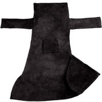 KUSCHELDECKE 2er Set mit Ärmeln, inklusive Tasche auf der Vorderseite, schwarz - Schwarz, Textil (170/200cm) - tectake
