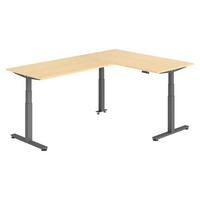 ECKSCHREIBTISCH elektrisch höhenverstellbar L-Form 240/160/74 cm in Ahornfarben/Graphitfarben - Ahornfarben/Graphitfarben, Holzwerkstoff (240/160/74cm) - bümö