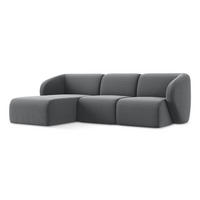 ECKSOFA Links Samt Stoff Grau - Edelstahlfarben/Schwarz, Holzwerkstoff/Kunststoff (248/166cm) - LaMiaSofa