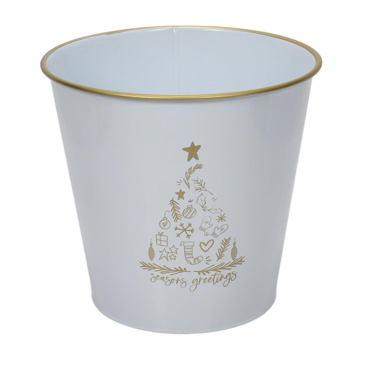 METALLEIMER für Weihnachten 29/29/30,5 cm - Weiß, Metall (29/30.5/29cm) - Home Styling Collection