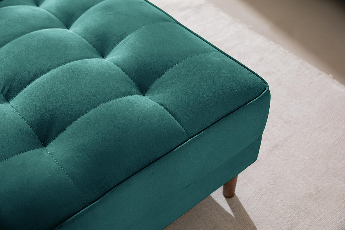 ECKSOFA - Samt - Dunkelbraun/Petrol, Birkenholz/Textil (201/155cm) - home24