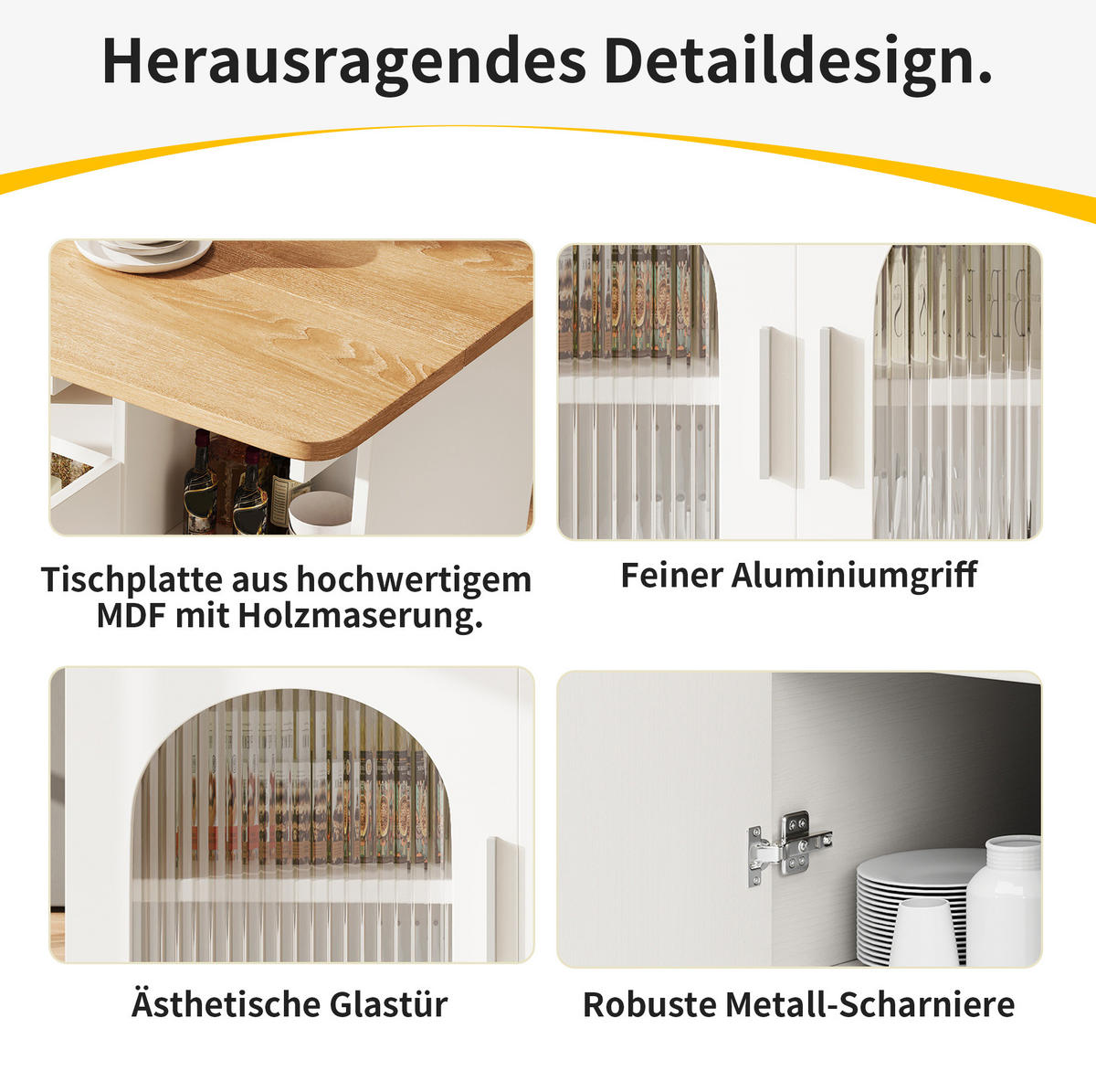 KÜCHENINSEL 120/79,5/30 cm aus MDF und Glas mit klappbarer Tischplatte - Weiß, Holzwerkstoff (30/79.5/120cm) - OKMYHOME