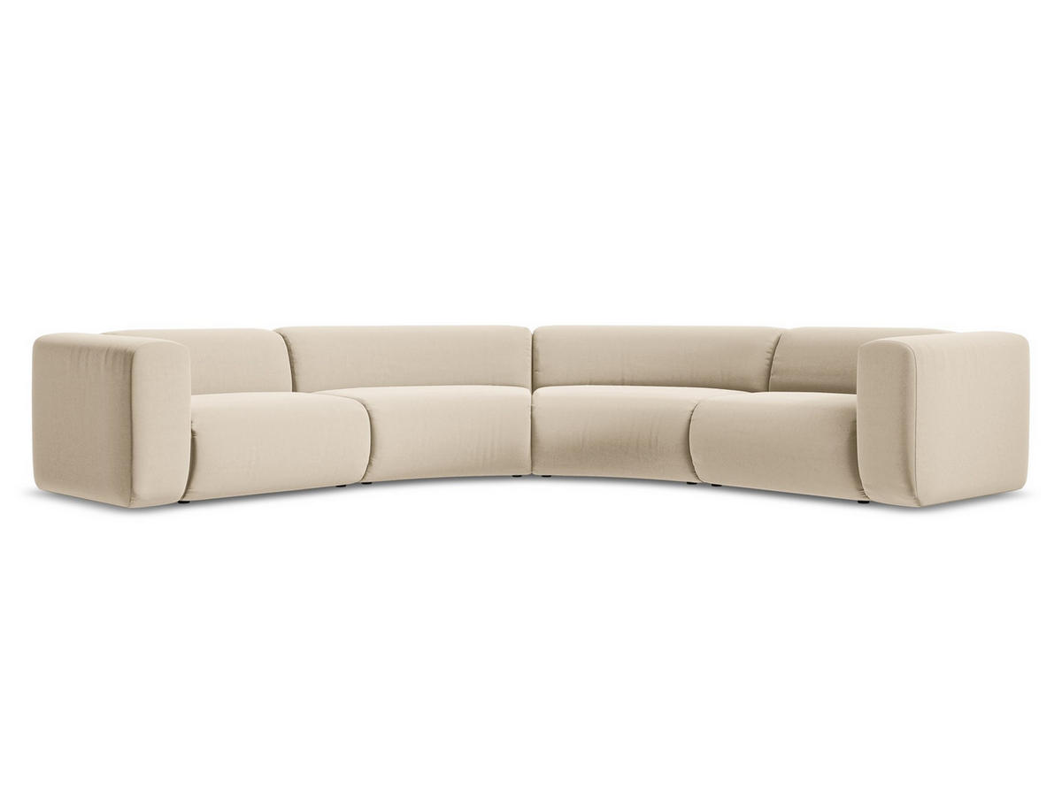 ECKSOFA Samt Stoff Beige - Beige/Creme, Kunststoff/Textil (318/318cm) - Makamii