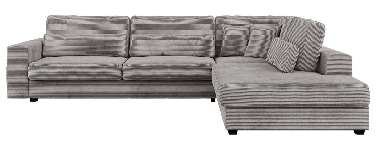 ECKSOFA Savona Grau Cord - rechts - Schwarz/Grau, Kunststoff/Textil (249/316cm) - MKS