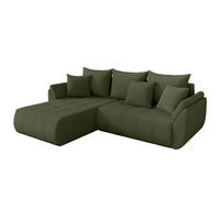 ROHOVÁ SEDAČKA s funkcí spaní, otoman vlevo TOKO-L 277x194x86 zelená bouclé - černá/zelená barva, kompozitní dřevo/textil (277/194cm) - ALTDECOR