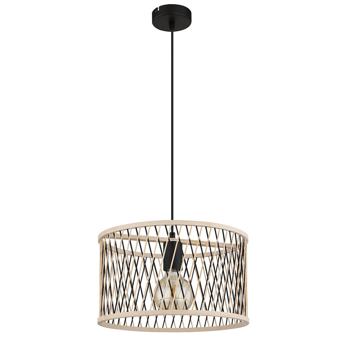 HÄNGELEUCHTE Metall Schwarz Matt Braun - Braun, Holz (35/35/150cm) - Nowa