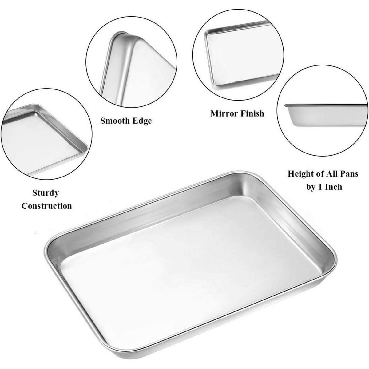 BACKBLECH 2er Set Edelstahl 25.4 x 20.3 x 2.5 cm - Silberfarben, Metall (20.3/2.5/25.4cm)