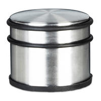 TÜRSTOPPER Silber Edelstahl Gummi 7,5x9,5 cm XL - Silberfarben, Kunststoff/Metall (9.5/9.5cm) - Relaxdays