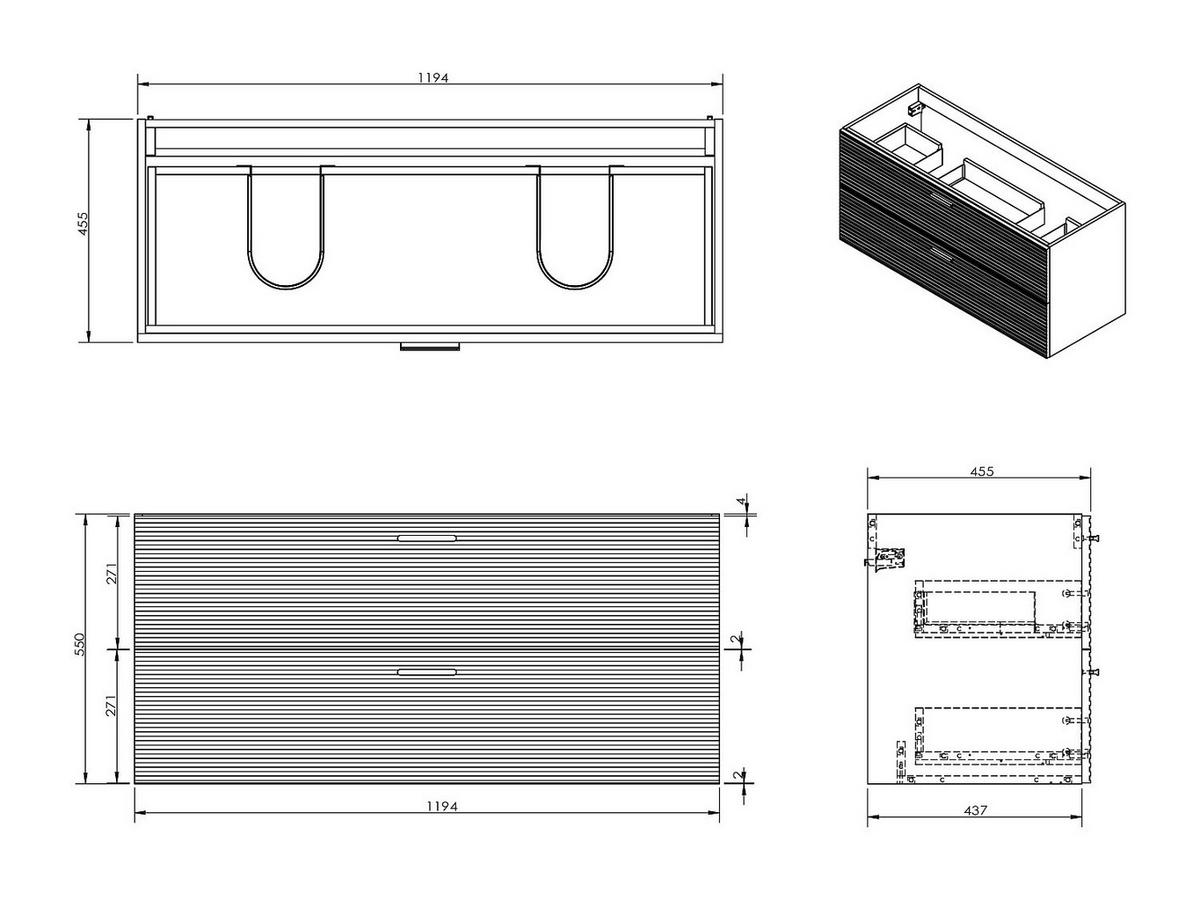 WASCHBECKENUNTERSCHRANK - 120 cm x 46 cm - holz - naturfarben hell Sarone - Naturfarben, Holz (120/55/46cm) - Vente-Unique
