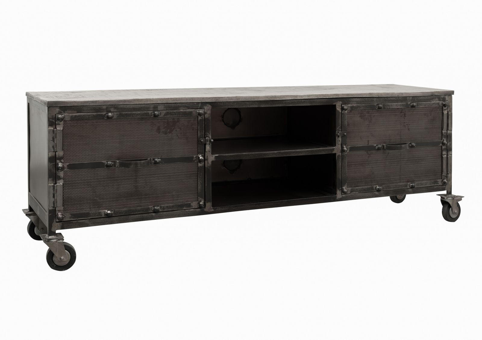 TV-BOARD Mango 170x40x60 grau lackiert HEAVY INDUSTRY #133 - Grau, Holz (170/60/40cm) - Massivmoebel24