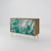 SIDEBOARD ABSTRACT ALCHEMY, Eicheneffekt, 111x42x77,5 cm, 2 Türen - Eichefarben/Buchefarben, Holzwerkstoff/Buchenholz (111/77.5/42cm) - SpaceRebels