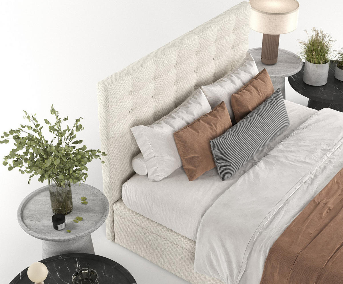 POLSTERBETT Callo mit Stauraum 140/200 cm Hellbeige im Alta Stoff - Sandfarben/Schwarz, Holz/Holzwerkstoff (140/200cm) - AltaBeds