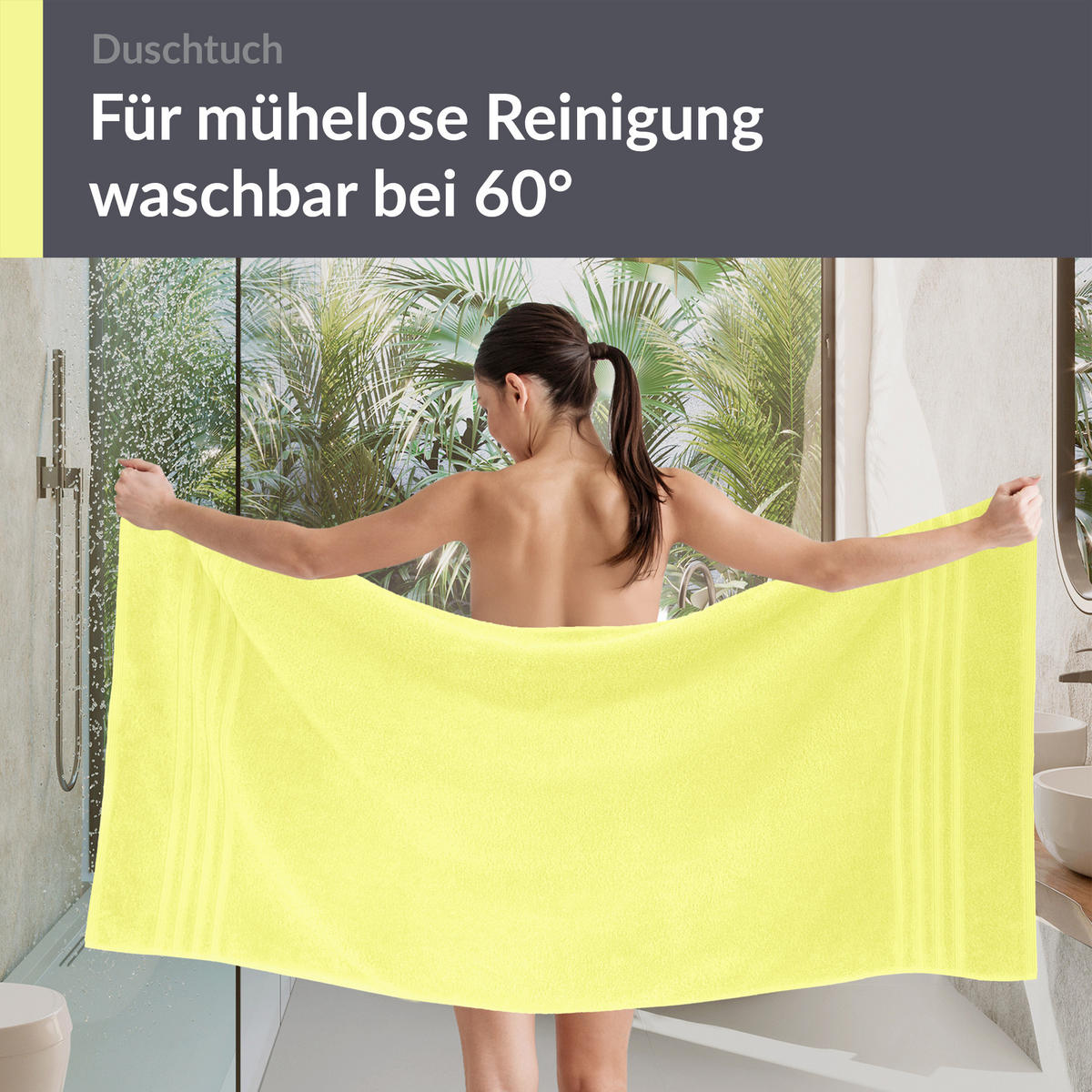 DUSCHTUCH London Anis Grün 2er Set 70x140 - Hellgelb, Textil (70/140cm) - Lashuma