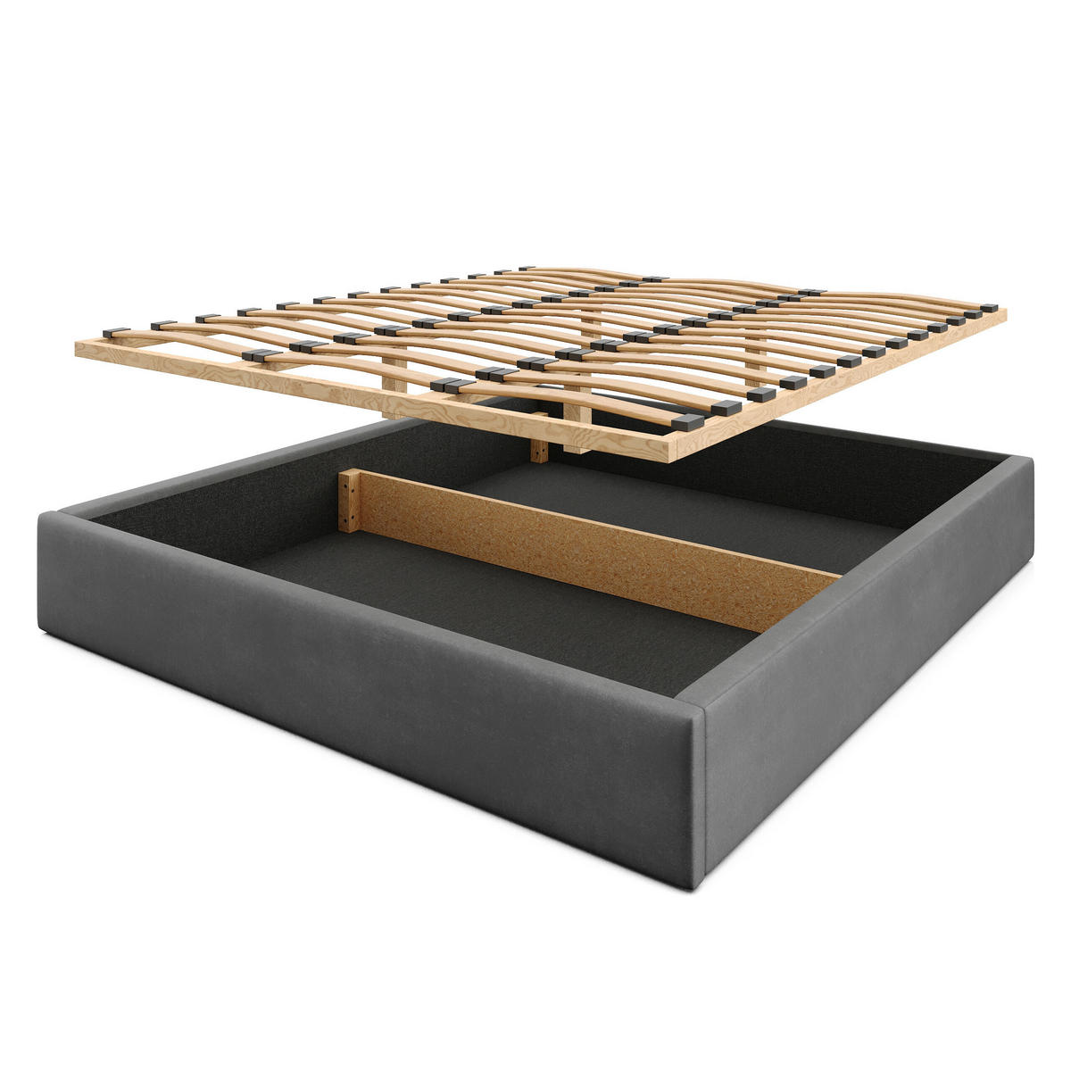 POLSTERBETT 180x200cm Bett mit Stauraum Lattenrost Graphit - Graphitfarben, Holz/Holzwerkstoff (180/200cm) - Muralo
