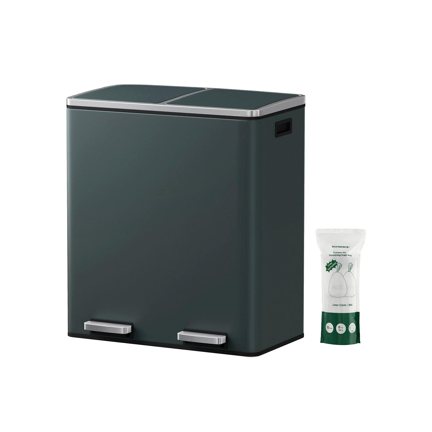 MÜLLEIMER MONTEVIDEO - Grau, Metall (32/65/59cm) - Hansiro