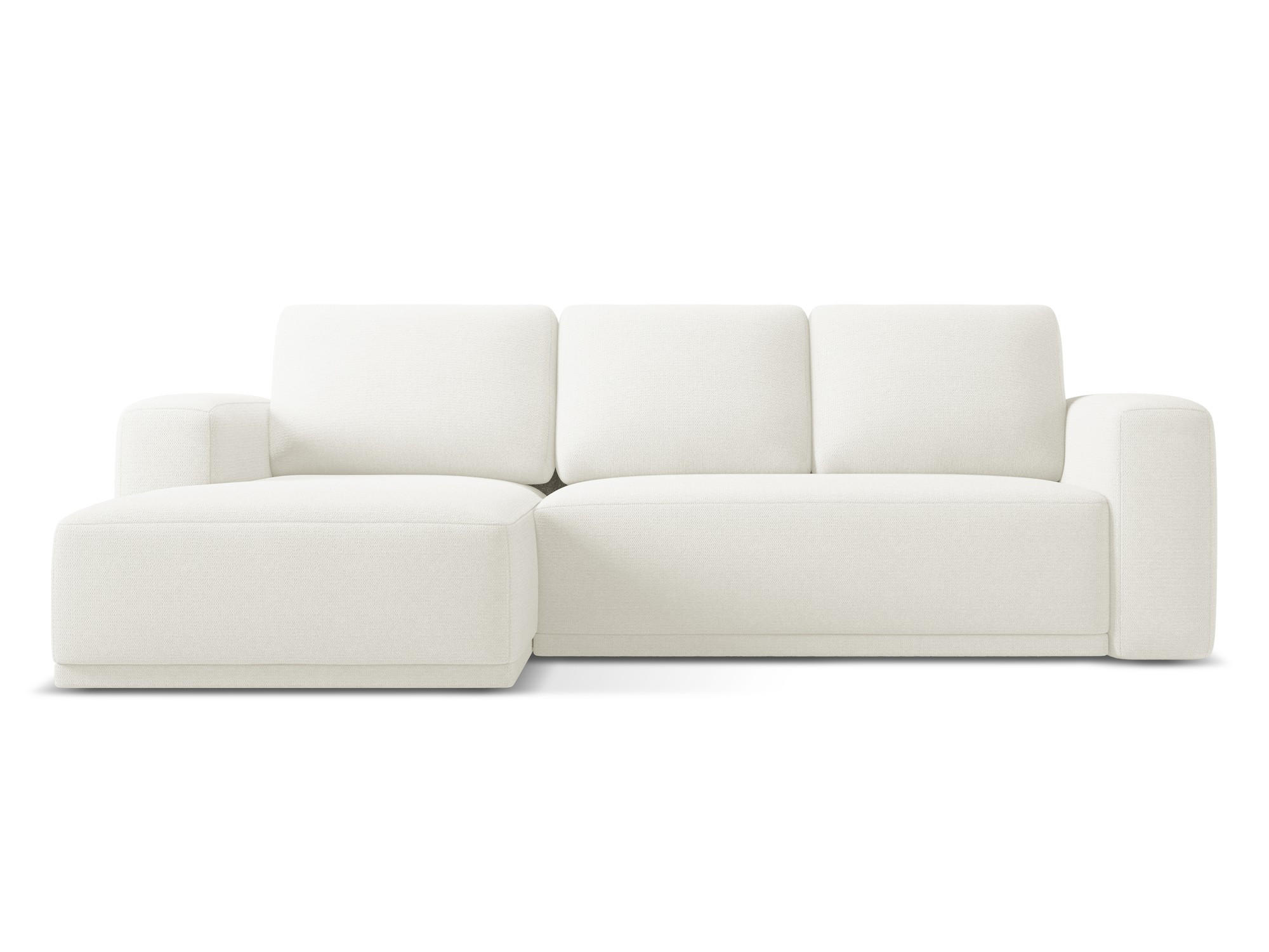 ECKSOFA mit Schlaffunktion Chenille Stoff Weiß - Schwarz/Weiß, Kunststoff/Textil (160/258cm) - Makamii