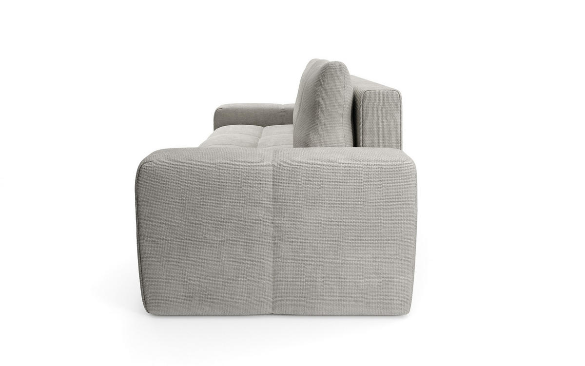 BETTSOFA DUCA Grau Jersey- Stoff mit Schlaffunktion - Grau, Holz (259/90/99cm) - MASSENO