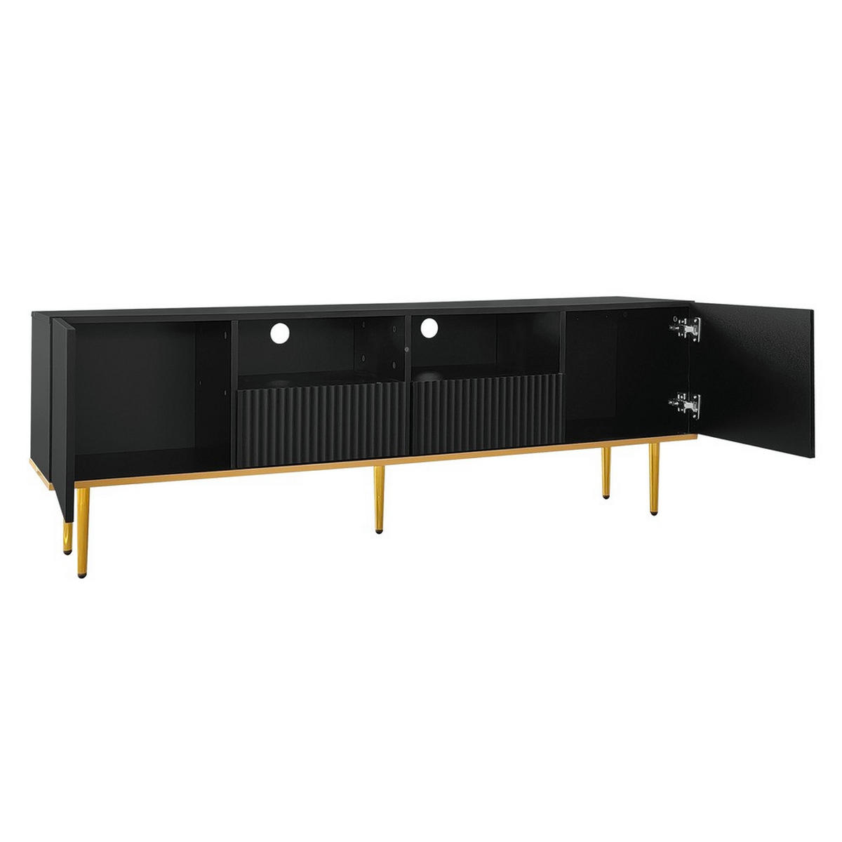 TV-SCHRANK Modern Schwarz mit goldenen Füßen & goldenem Rand - Schwarz, Holz (43/19.5/97cm) - FLIEKS