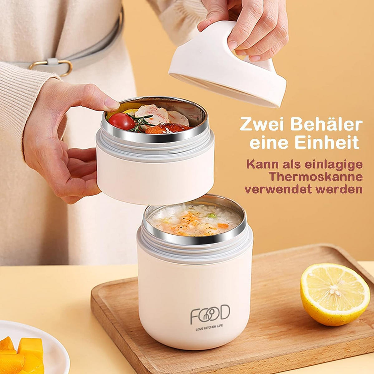 THERMOBEHÄLTER 0.68L Auslaufsicher - Ecru, Kunststoff (0.68L) - Kaket