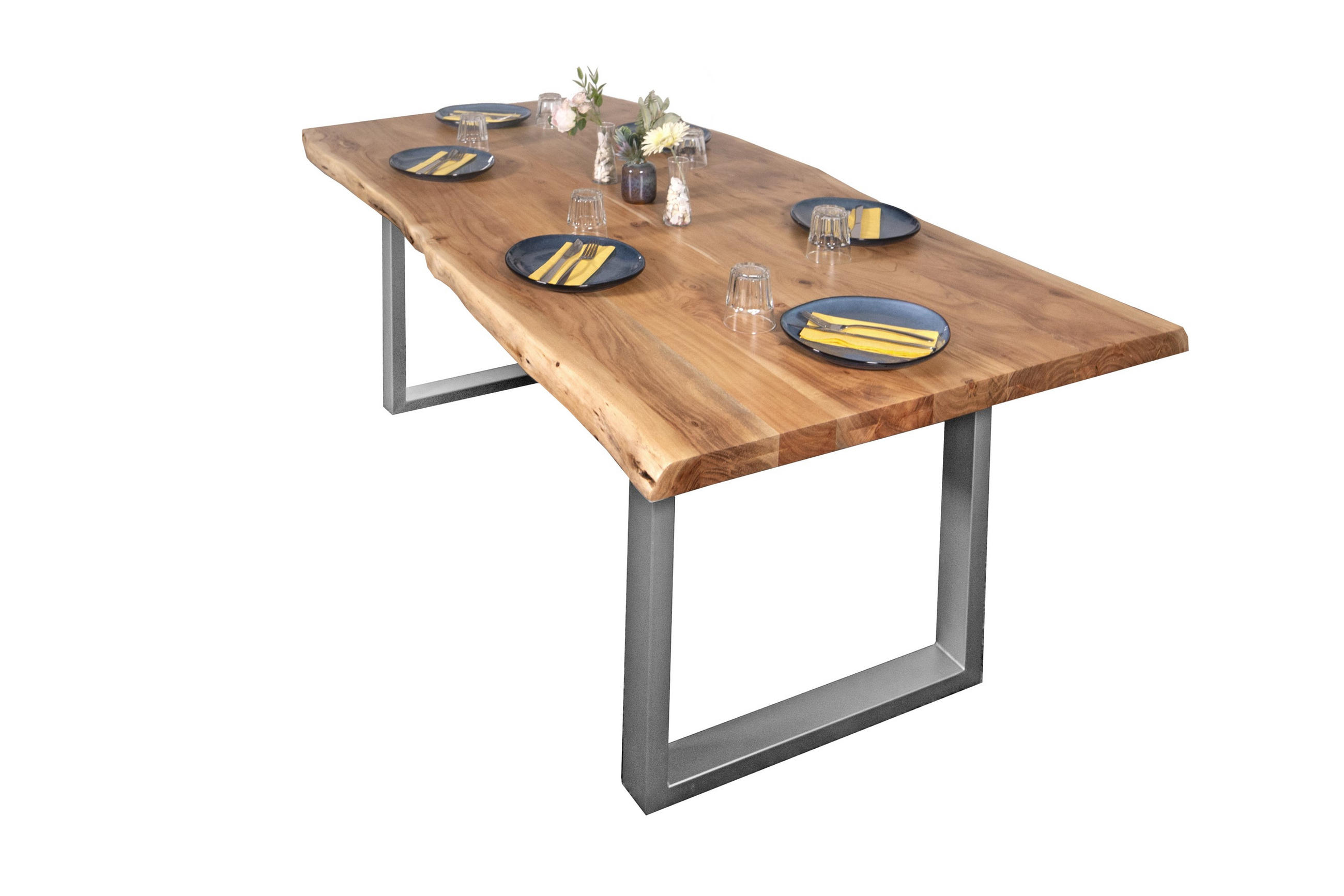 ESSTISCH CALI - Beige/Silberfarben, Holz/Metall (100/220/77cm) - SAM