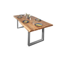 ESSTISCH CALI - Beige/Silberfarben, Holz/Metall (100/300/77cm) - SAM