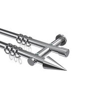 GARDINENSTANGEN-SET Platon Savio 280 cm (geteilt in 2 x 140 cm), 2-läufig, 20 mm Ø Chrom - Chromfarben, Metall (280cm) - INTERDECO