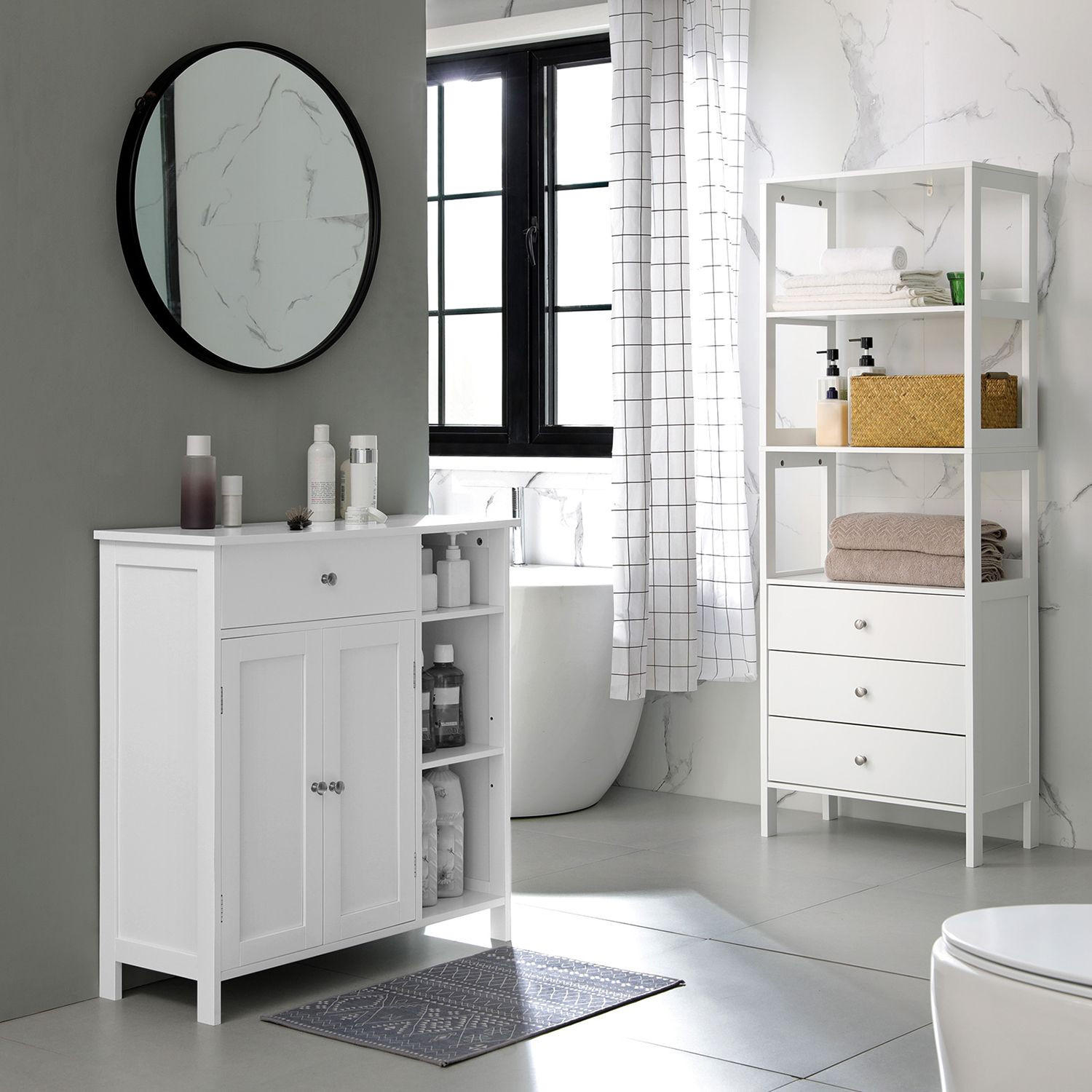BADEZIMMERSCHRANK AUFBEWAHRUNGSSCHRANK - Weiß, Holzwerkstoff (30/80/75cm) - Hansiro