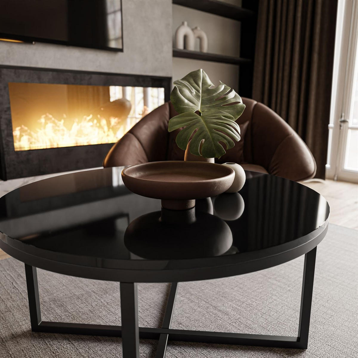 COUCHTISCH CIRI-X Hochglanz - Schwarz, Holzwerkstoff (70/70/45.6cm) - Lookway