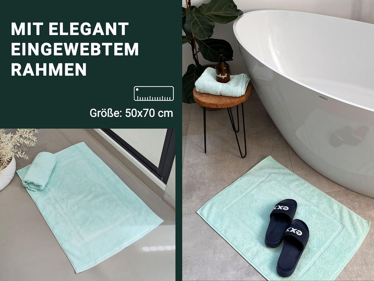 BADEMATTE, 2er-Set, 50x70 cm, 100% Baumwolle - Grün, Textil (50/70cm) - Zollner