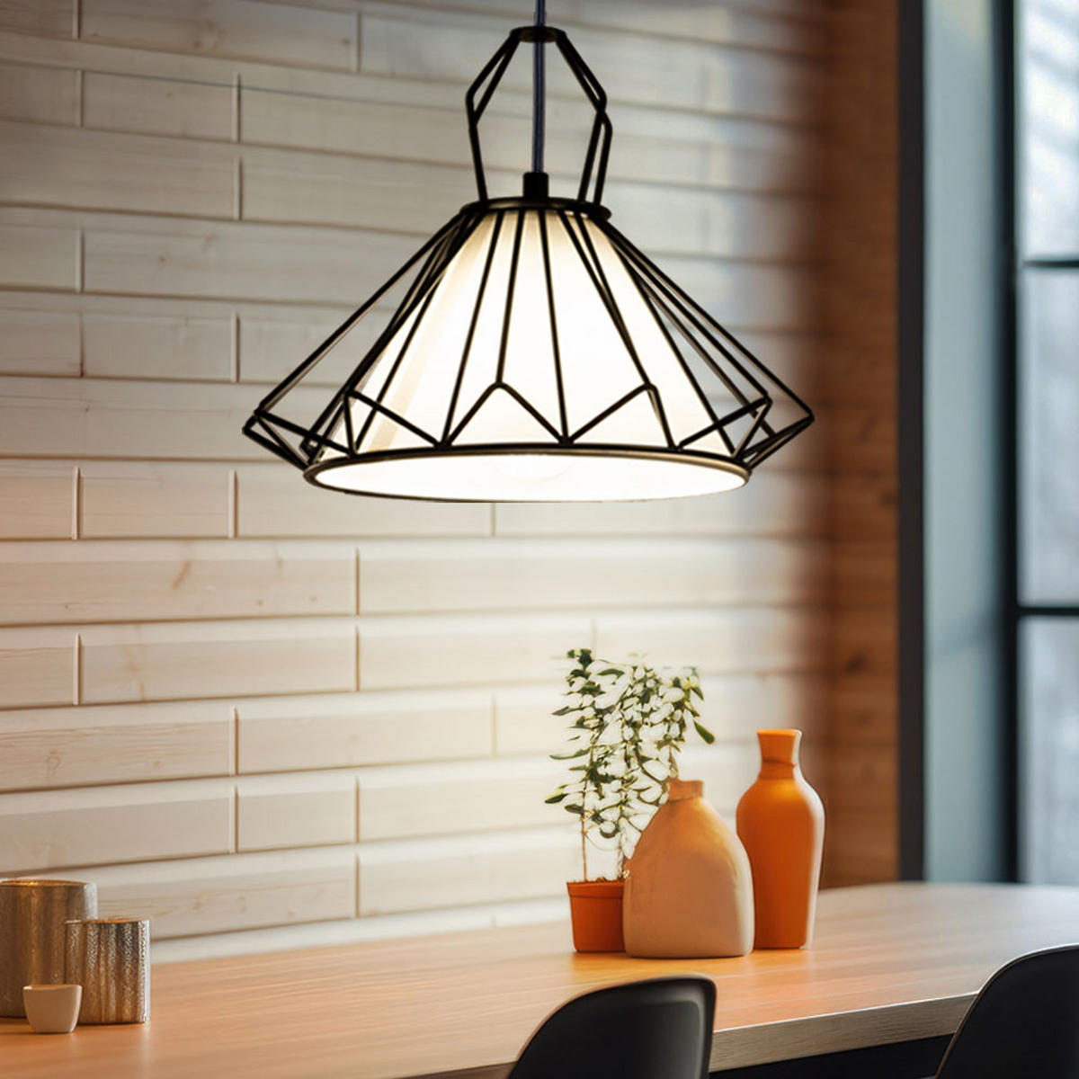 LED HÄNGELEUCHTE Metall Textil Schwarz - Schwarz, Metall (40/40/120cm) - Globo Lighting