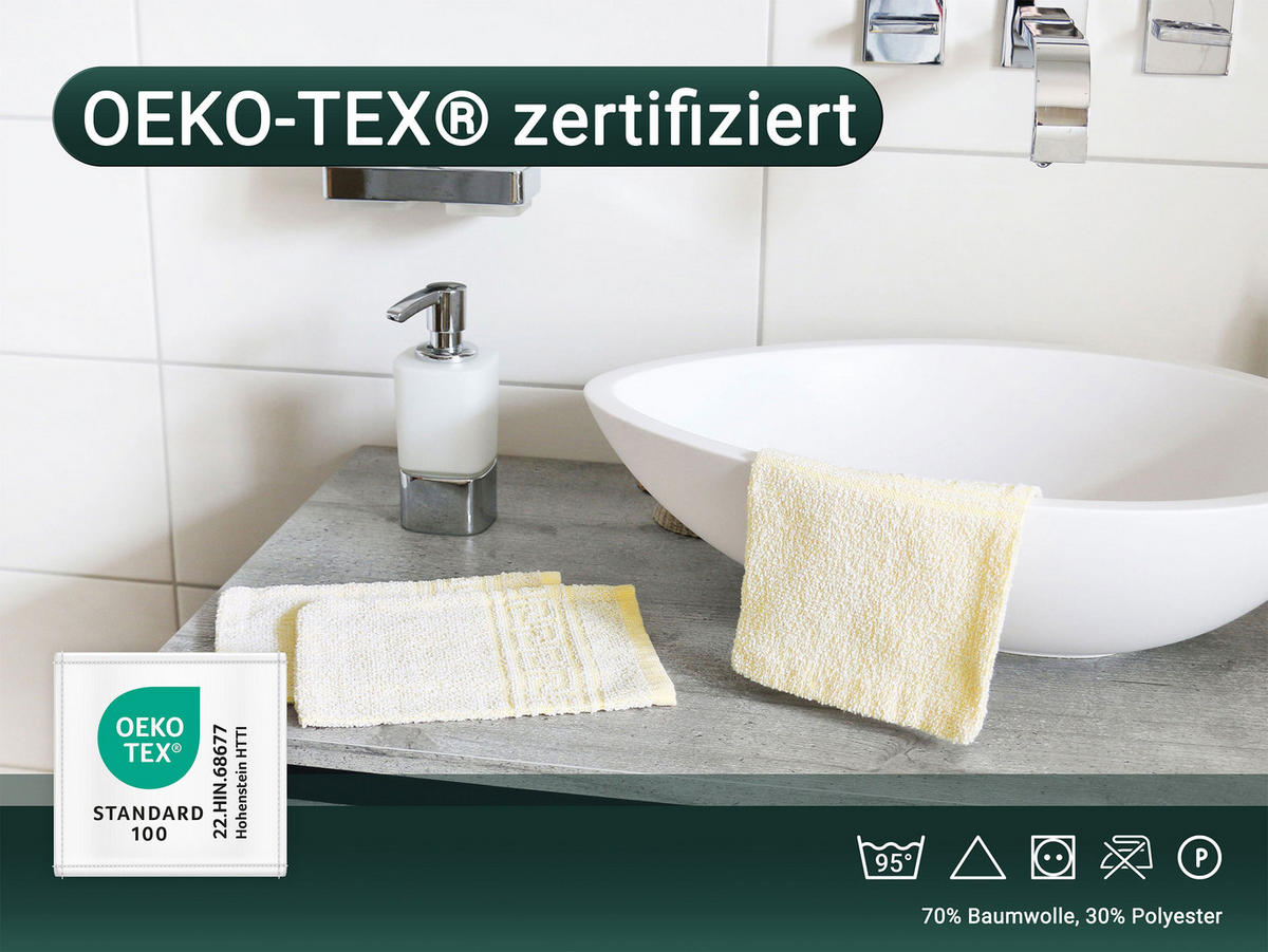 WASCHHANDSCHUH, 20er-Set, 16x22 cm, 70% Baumwolle, 30% Polyester, Gelb - Gelb, Textil (16/22cm) - Zollner