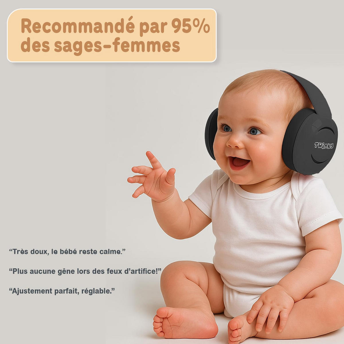 OHRENSCHÜTZER für Baby und Kinder 0-36 Monate Schwarz - Schwarz, Kunststoff (7/5cm) - Twinky