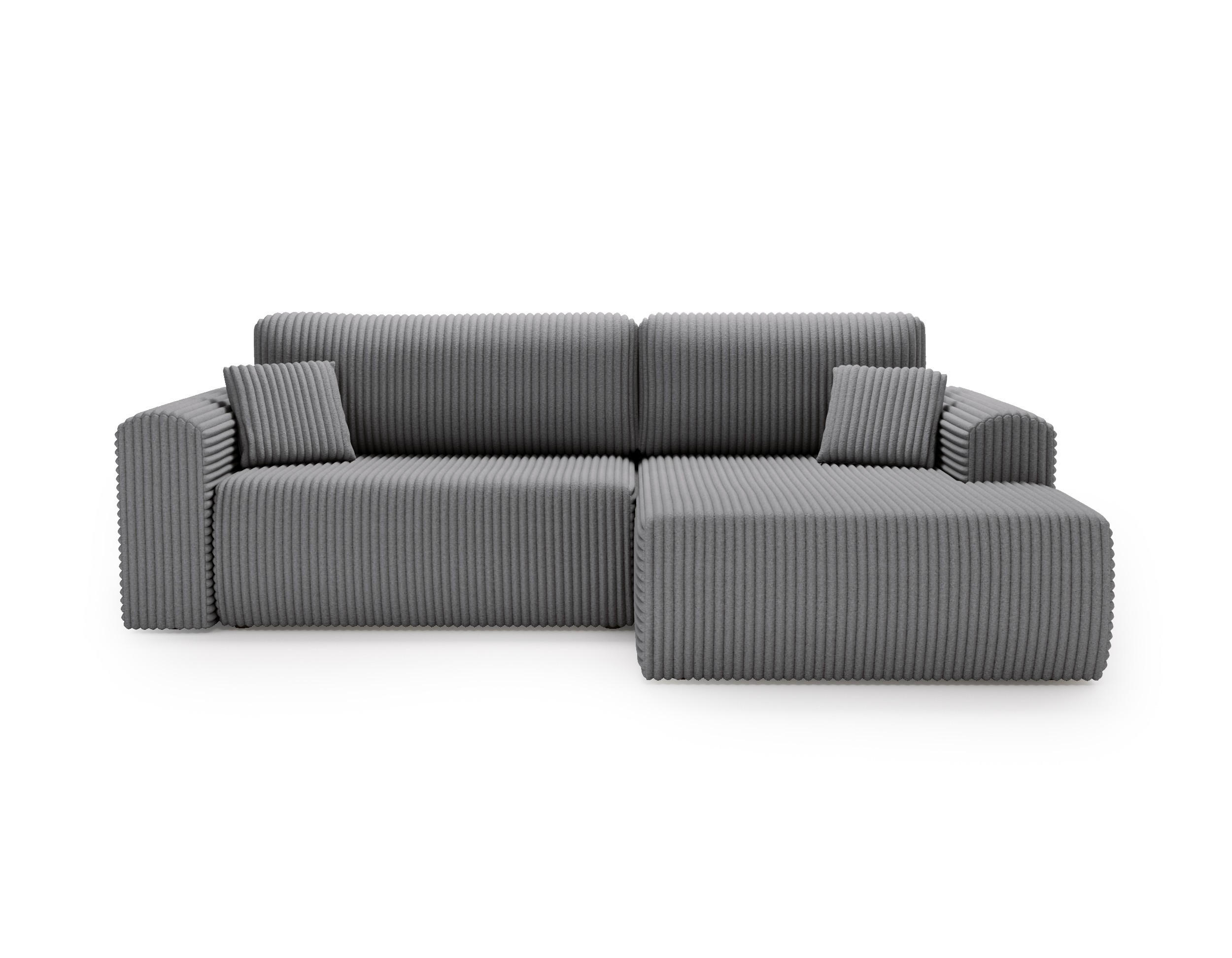 ECKSOFA Linea Dunkelgrau, Sofa mit Schlaffunktion, rechte seite - Dunkelgrau, Holzwerkstoff/Textil (257/177cm) - Bettso