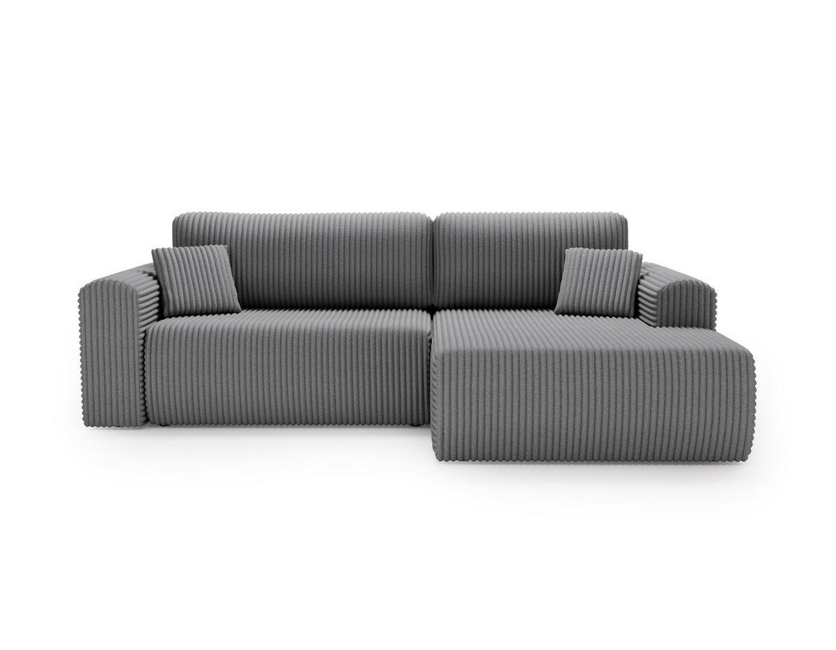 ECKSOFA Linea Dunkelgrau, Sofa mit Schlaffunktion, rechte seite - Dunkelgrau, Holzwerkstoff/Textil (257/177cm) - Bettso