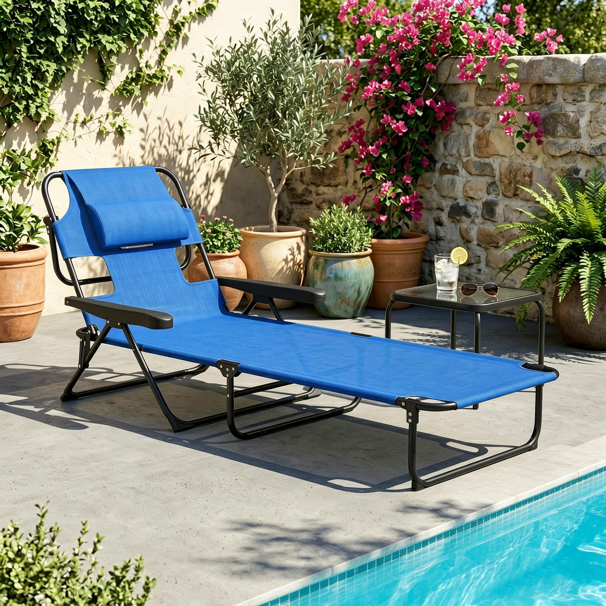 GARTENLIEGE Blau 1 Stück - Blau, Naturmaterialien (72/31/194cm) - GiPP