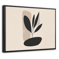 LEINWAND Bilder mit Rahmen - Pflanze - Beige - Japanisch - 40x30 - Schwarz, Textil (40/30cm) - MuchoWow