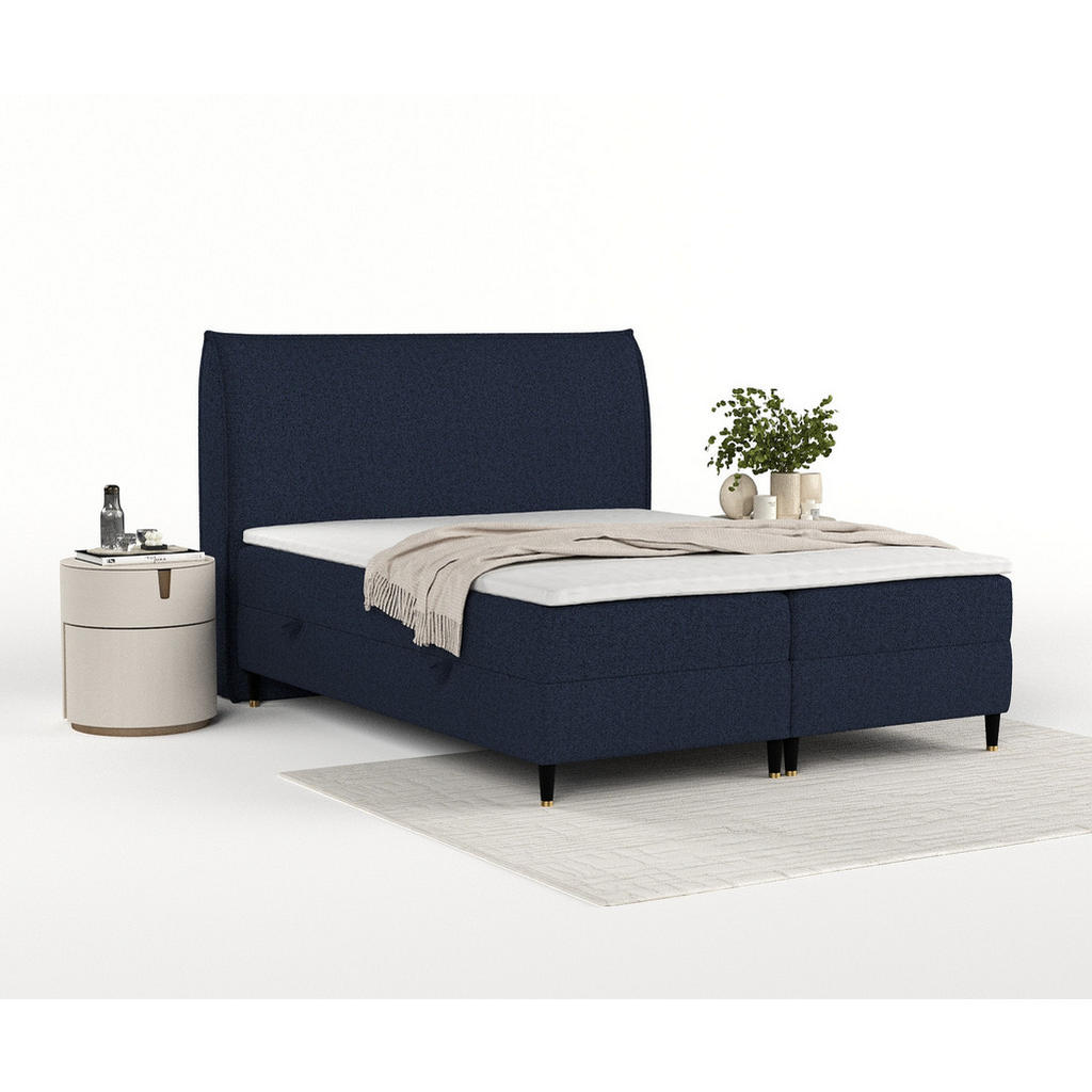 Thumbnail - Maison de Reve Boxbett, Dunkelblau, Textil, Buche, Kiefer, H3, Höhe ca. 19 cm, 180x200 cm, FSC 100%, Made in EU, Oeko-Te...