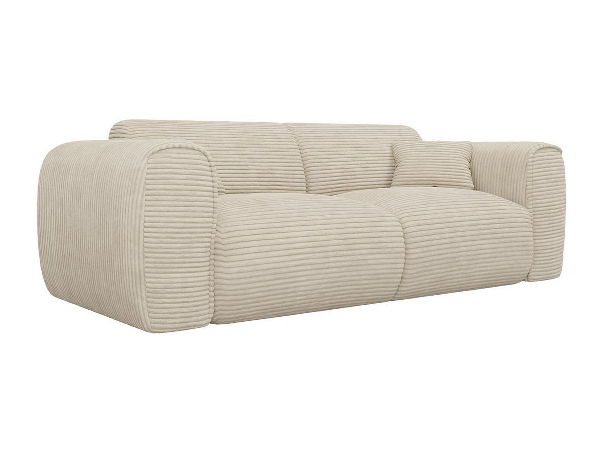 SCHLAFSOFA - 3 Personen - samt - beige Pognia - Beige, Textil (216/73/100cm) - Vente-Unique