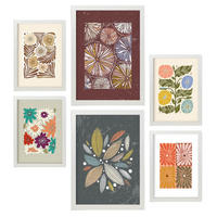 POSTER Set Mit 6 Drucken Von Blütenblättern In Der Sammlung Ethnischere Dekorative Rahmen Für Ihr Zuhause Wandkunstdruck A3 & A4 Weißer Rahmen - Weiß, Papier (29/3cm) - Nacnic