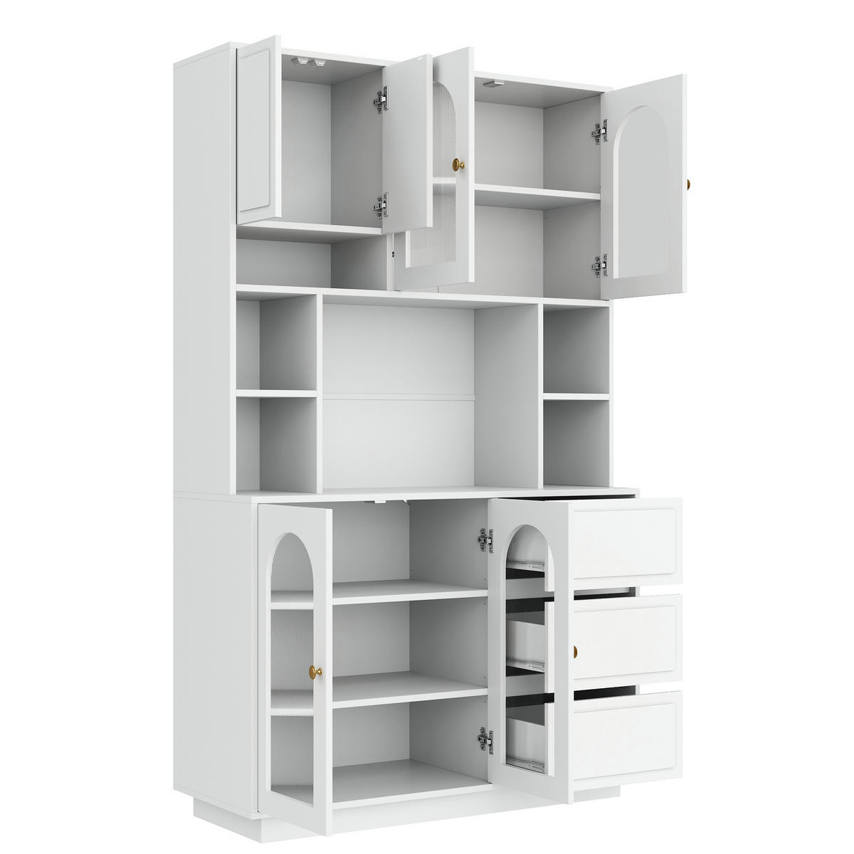 GESCHIRRSCHRANK Acryl Türen LED Bar Weiß - Weiß, Holzwerkstoff (106/175/30cm) - FLIEKS